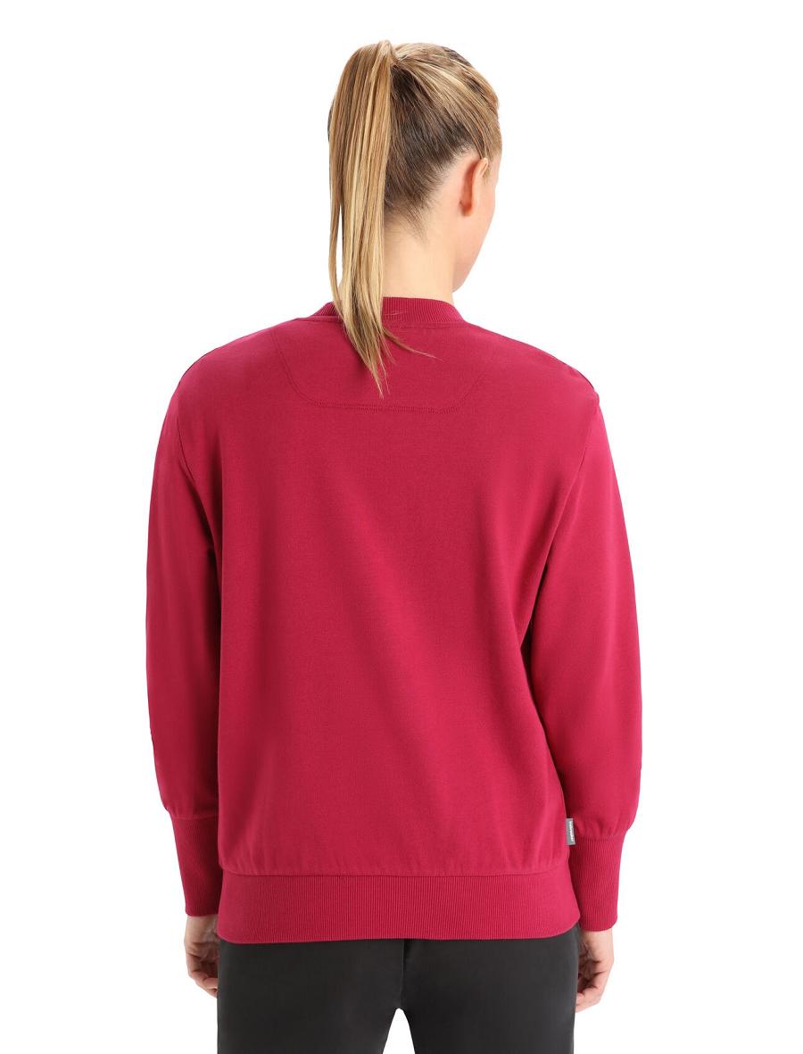 Women's Icebreaker Merino Central II Long Sleeve Sweatshirts Cherry | CA 1329DFMN